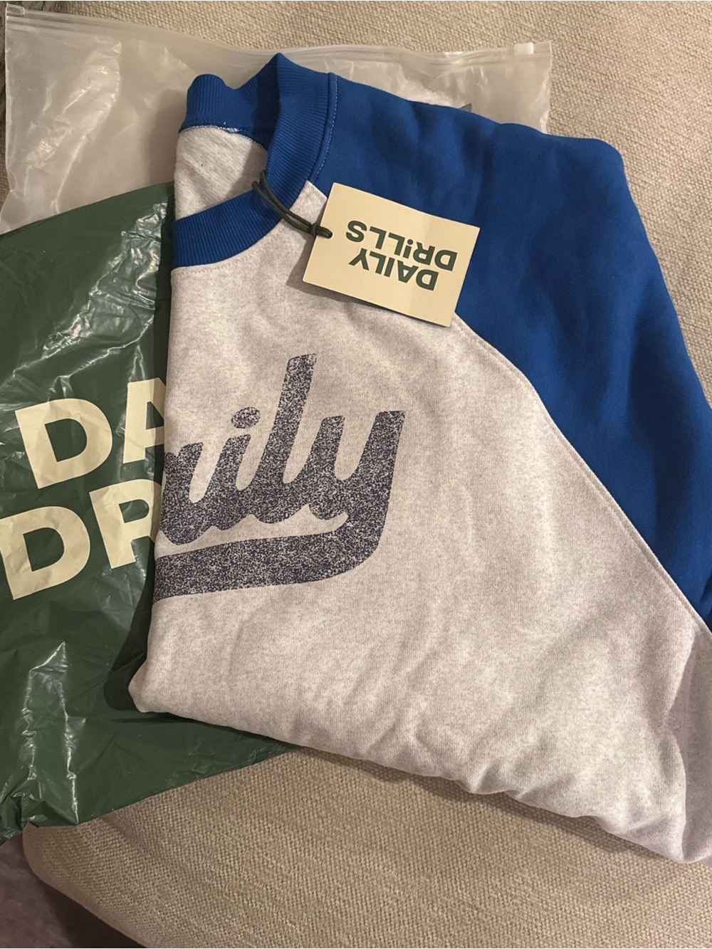 Daily Drills Fleece Cobalt & Gray Raglan Sweatshirt